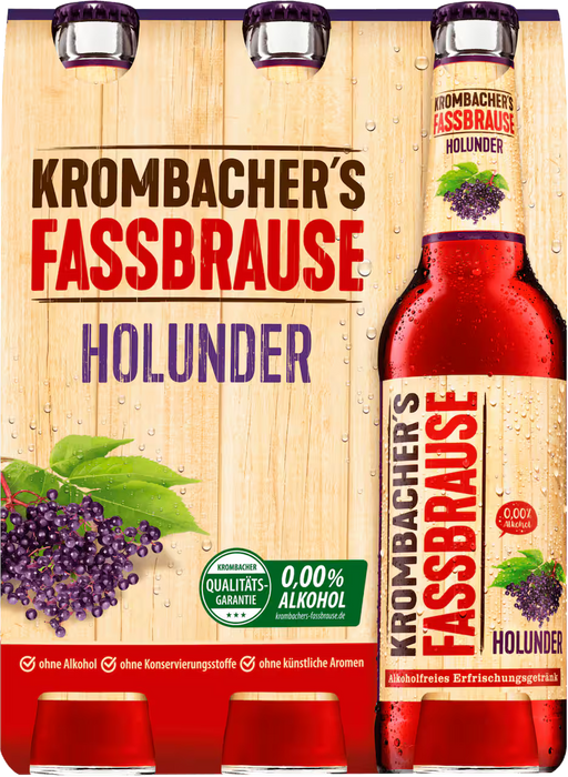 Krombacher Fassbrause Holunder - 6 x 0,33 l