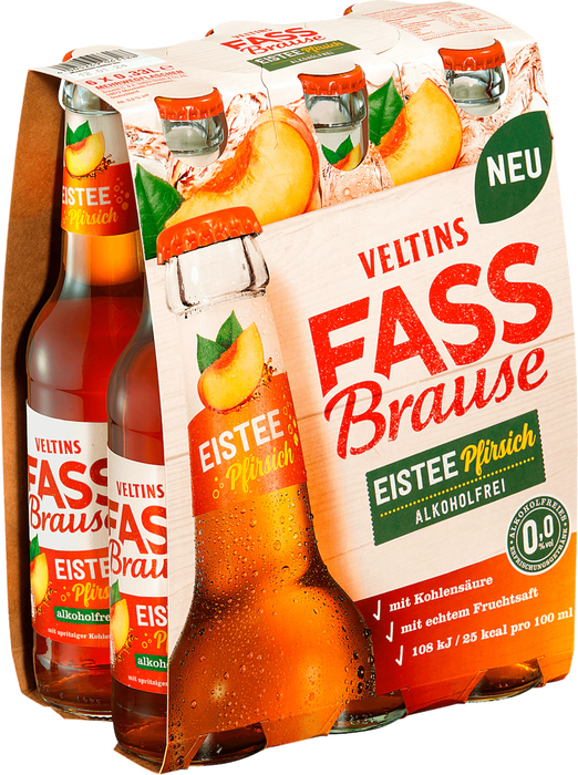 Veltins Fassbrause Eistee Pfirsich - 6 x 0,33 l